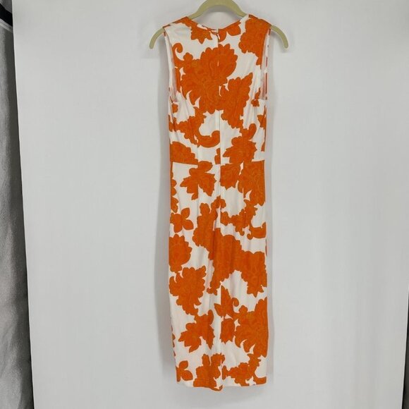 Tanya Taylor Orange white Paisley fitted  dress 0 - Picture 11 of 12